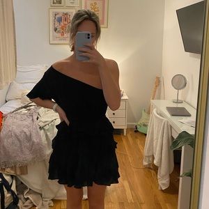Hello Molly One Shoulder Black Mini Dress
